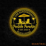 Custom Tropical Patio Metal Sign Custom Backyard Pool Sign Family Welcome Sign Aloha Palm Tree Decor Beach House Decor