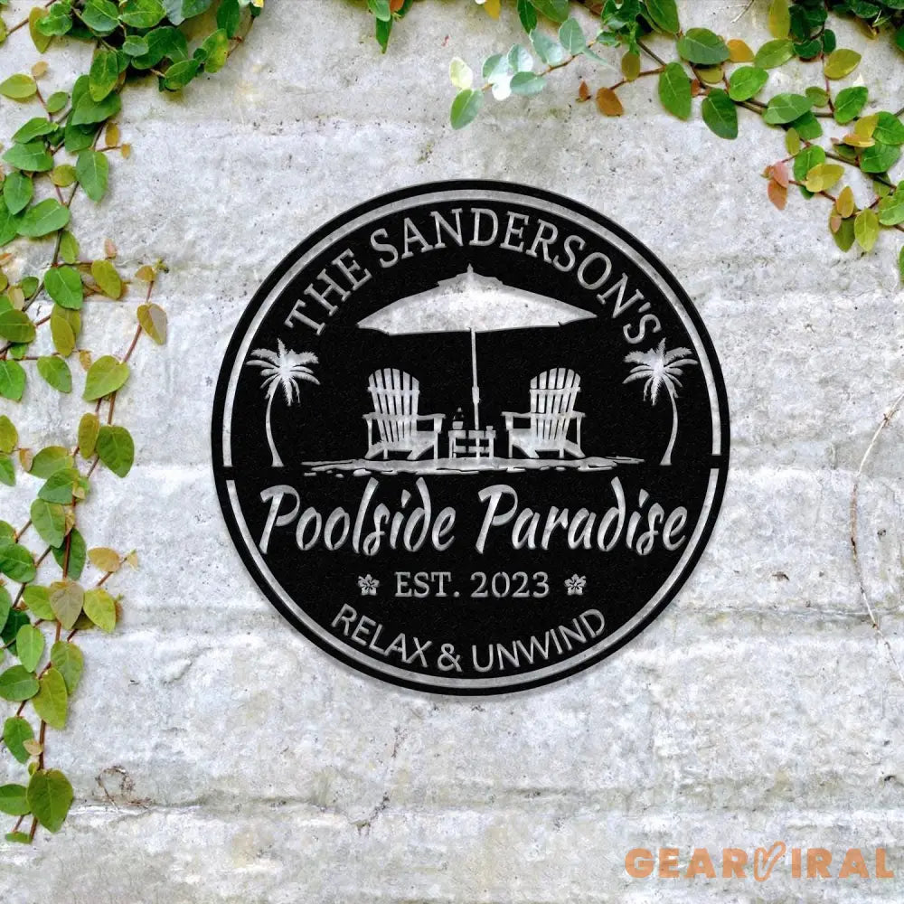 Custom Tropical Patio Metal Sign Custom Backyard Pool Sign Family Welcome Sign Aloha Palm Tree Decor Beach House Decor