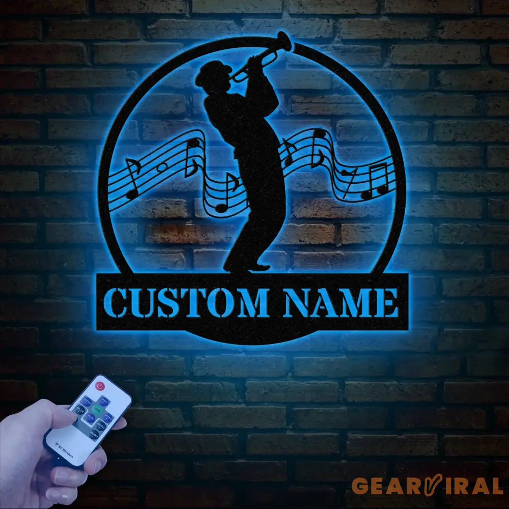 Custom Trumpet Player Name Metal Sign Personalized Jazz Musician Gift Music Lover Wall Decor Musician Name Sign Music