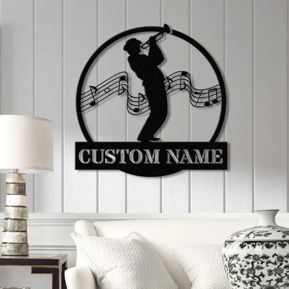 Custom Trumpet Player Name Metal Sign Personalized Jazz Musician Gift Music Lover Wall Decor Musician Name Sign Music