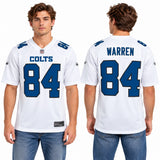 Custom Tyler Warren Indianapolis Colts Fan Inspired Fashion Game Jersey - Tundra White