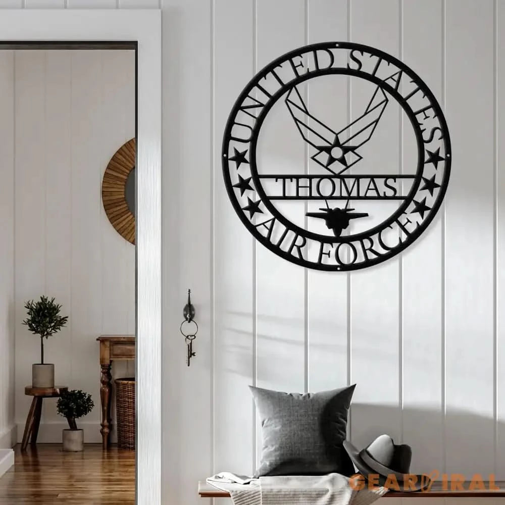 Custom US Air Force Metal Sign with Led Light - Soldier Name Sign - Air Force Logo Metal Yard Sign Decor Metal Home