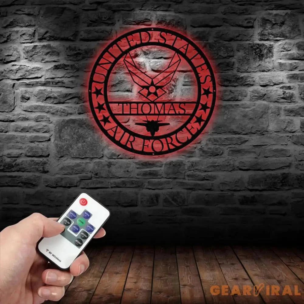 Custom US Air Force Metal Sign with Led Light - Soldier Name Sign - Air Force Logo Metal Yard Sign Decor Metal Home