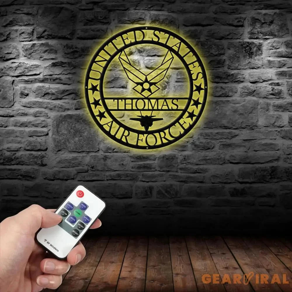 Custom US Air Force Metal Sign with Led Light - Soldier Name Sign - Air Force Logo Metal Yard Sign Decor Metal Home