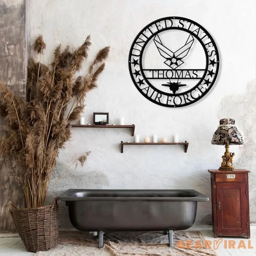 Custom US Air Force Metal Sign with Led Light - Soldier Name Sign - Air Force Logo Metal Yard Sign Decor Metal Home