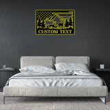Custom US Flag Deer Hunting Metal Wall Art With LED Lights, Custom Deer Hunting Metal Sign, Deer Hunter Metal Wall Decor, Deer Wall Hanging