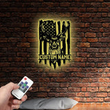 Custom US Flag Deer Hunting Metal Wall Art With LED Lights Custom Deer Hunting Metal Sign Deer Hunter Metal Wall Decor
