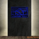 Custom US Flag Deer Hunting Metal Wall Art With LED Lights Custom Deer Hunting Metal Sign Deer Hunter Metal Wall Decor