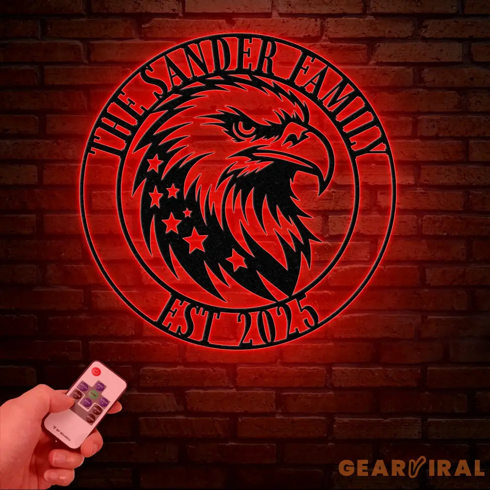 Custom US Flag Eagle Metal Wall Art LED Light Custom Outdoor Eagle Monogram Metal Wall Hanging Eagle Home Decor Metal