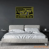 Custom US Flag Eagle Metal Wall Art LED Light Custom Outdoor Eagle Monogram Metal Wall Hanging Eagle Home Decor Metal