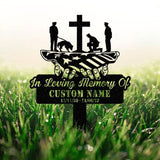 Custom US Flag Kneeling Soldier Memorial Garden Stake, Personalized Veteran Army Grave Marker, Memorial Name Sign, Veteran Gift Idea