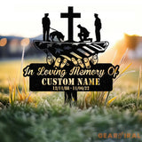 Custom US Flag Kneeling Soldier Memorial Garden Stake Personalized Veteran Army Grave Marker Memorial Name Sign Veteran