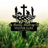 Custom US Flag Kneeling Soldier Memorial Garden Stake Personalized Veteran Army Grave Marker Memorial Name Sign Veteran