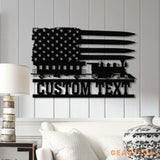 Custom US Flag Train Metal Wall LED Light Railroad Wall Decor Railroad Sign Man Cave Decor Train Driver Gift Christmas