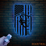 Custom US Lineman Metal Wall Art with LED Light Personalized Electrical Worker Name Sign Electrician Home Decor