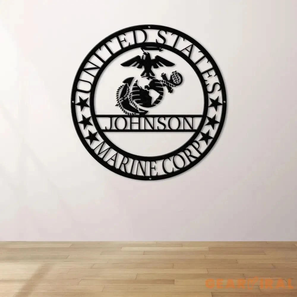 Custom US Marine Corps Metal Sign - Soldier Name Sign - Marine Corps Logo Metal Yard Sign Decor Metal Home Decor