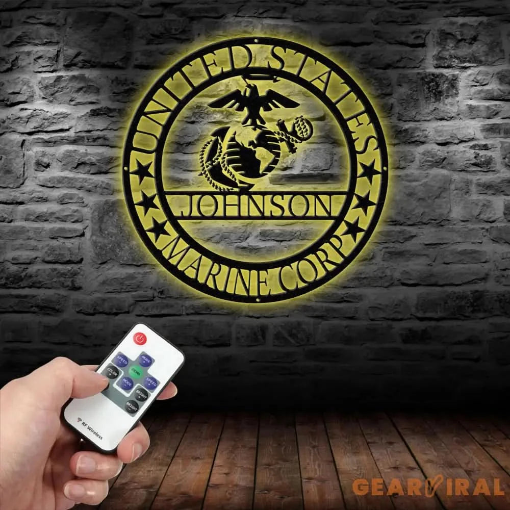 Custom US Marine Corps Metal Sign - Soldier Name Sign - Marine Corps Logo Metal Yard Sign Decor Metal Home Decor