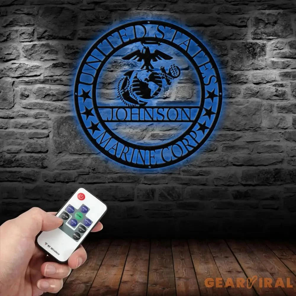 Custom US Marine Corps Metal Sign - Soldier Name Sign - Marine Corps Logo Metal Yard Sign Decor Metal Home Decor