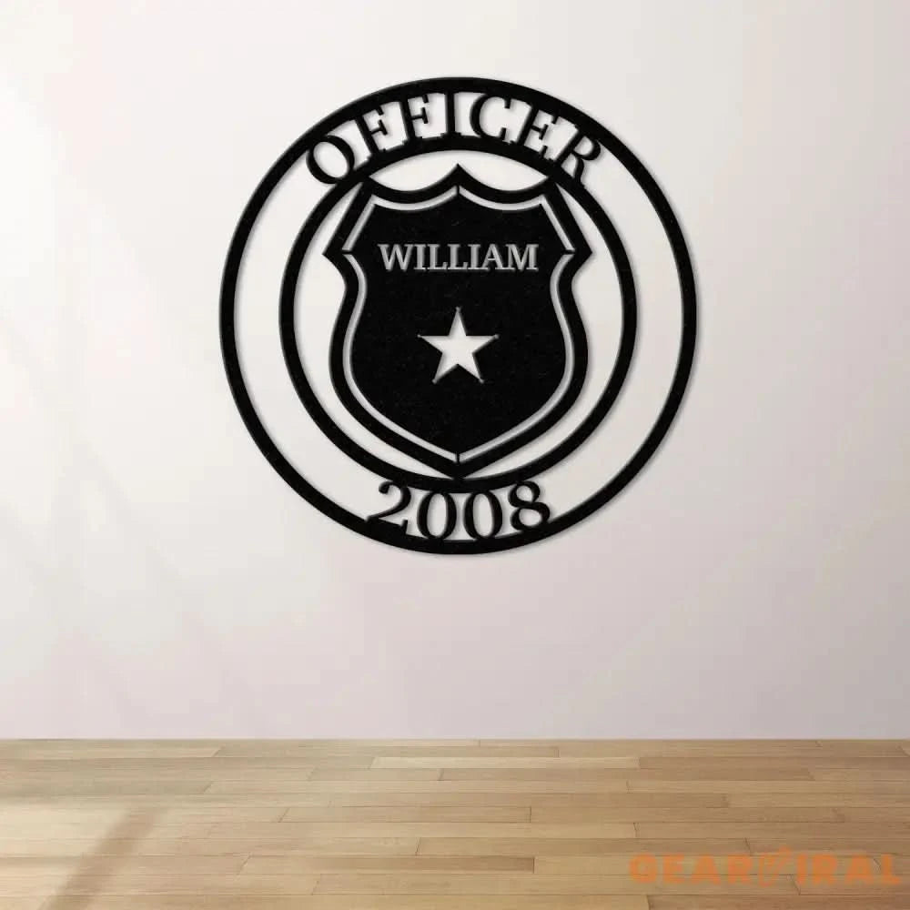 Custom US Police Officer Metal Wall Art LED Light Personalized American Policer Name Sign Police Officer Gifts for Men