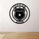 Custom US Police Officer Metal Wall Art LED Light Personalized American Policer Name Sign Police Officer Gifts for Men