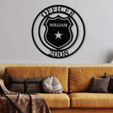 Custom US Police Officer Metal Wall Art LED Light Personalized American Policer Name Sign Police Officer Gifts for Men