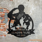 Custom US Soldier Military Metal Wall Art LED Light Personalized American Army Name Sign Home Decor Veteran Patriotic