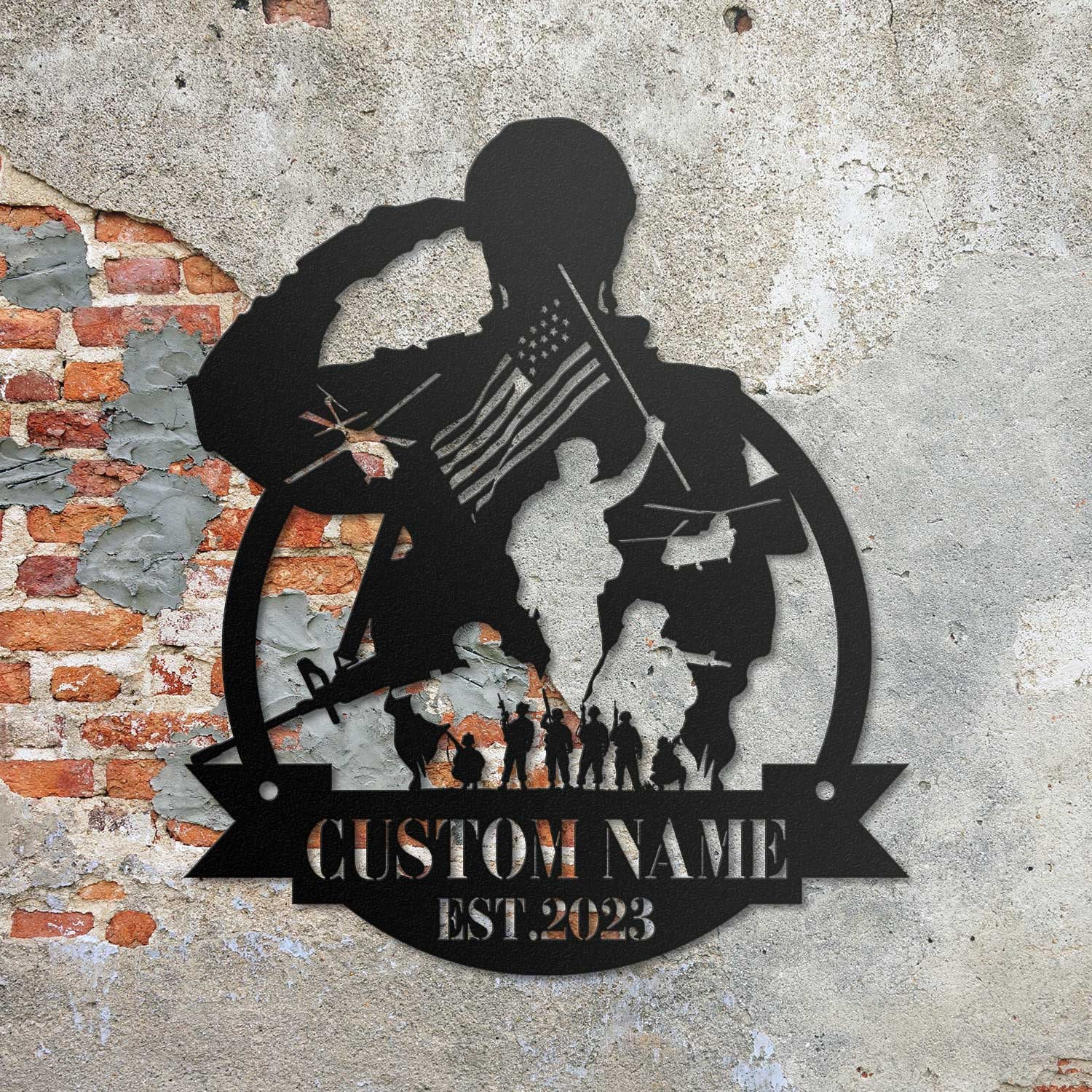 Custom US Soldier Military Metal Wall Art LED Light Personalized American Army Name Sign Home Decor Veteran Patriotic Decoration Xmas gifts | GearViral