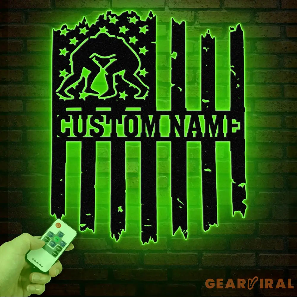 Custom US Wrestling Metal Sign with LED Light Wrestling Coach Gift Sports Home Decor Wrestler Birthday or Christmas