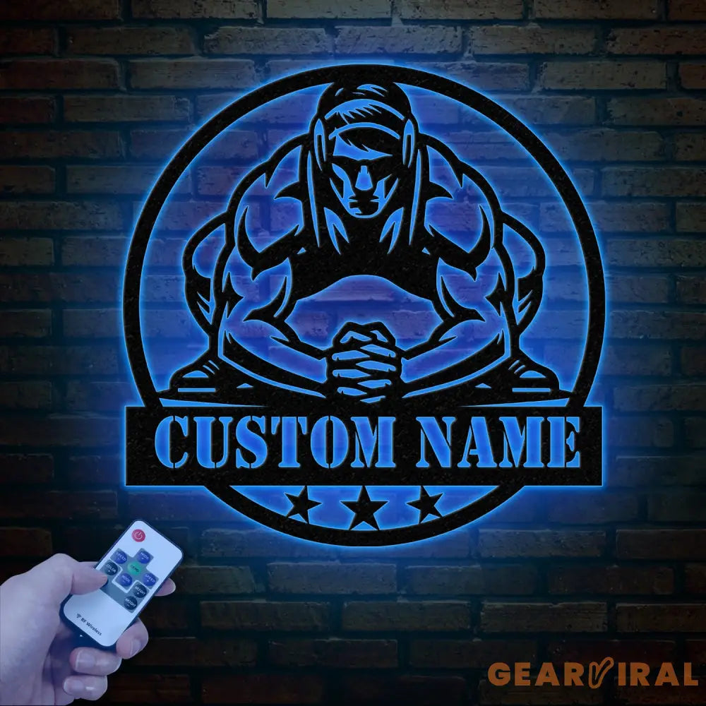 Custom US Wrestling Metal Sign with LED Light Wrestling Coach Gift Sports Home Decor Wrestler Birthday or Christmas