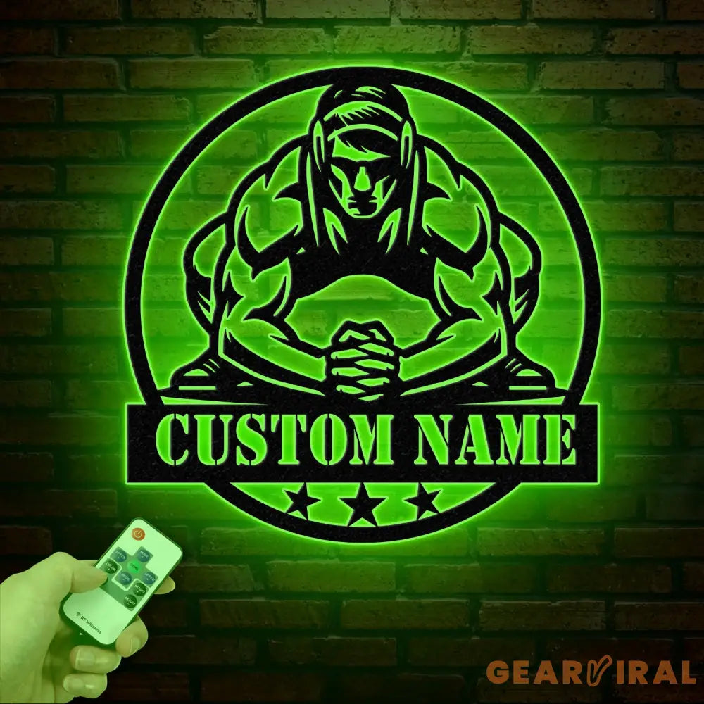 Custom US Wrestling Metal Sign with LED Light Wrestling Coach Gift Sports Home Decor Wrestler Birthday or Christmas
