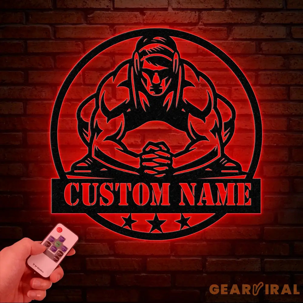 Custom US Wrestling Metal Sign with LED Light Wrestling Coach Gift Sports Home Decor Wrestler Birthday or Christmas