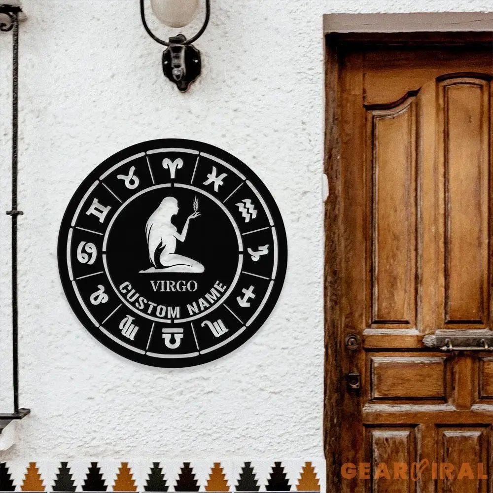 Custom Virgo Zodiac Metal Wall Art Personalized Virgo Zodiac Name Sign Decoration For Room Horoscope Home Decor Custom