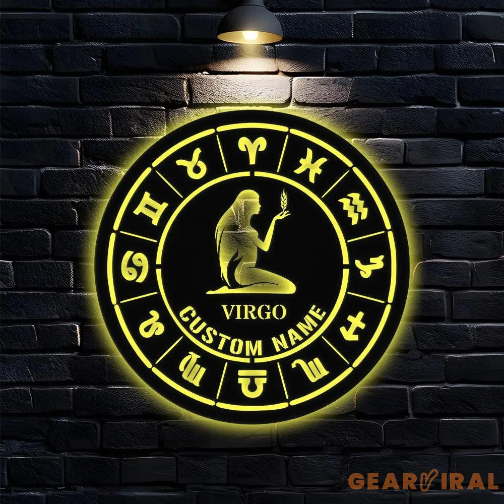 Custom Virgo Zodiac Metal Wall Art Personalized Virgo Zodiac Name Sign Decoration For Room Horoscope Home Decor Custom
