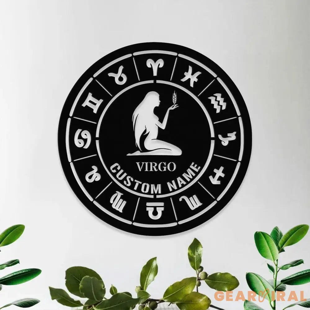 Custom Virgo Zodiac Metal Wall Art Personalized Virgo Zodiac Name Sign Decoration For Room Horoscope Home Decor Custom