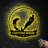 Custom Water Skiing Metal Wall Art LED Light - Personalized Wakeboarding Name Sign Home Decor - Ideal for Home Decor & Gift - Water Skiing Gift | GearViral
