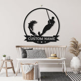 Custom Water Skiing Metal Wall Art LED Light - Personalized Wakeboarding Name Sign Home Decor - Ideal for Home Decor & Gift - Water Skiing Gift | GearViral