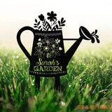 Custom Watering Can Garden Stake Garden Stake Sign Personalized Garden Metal Sign Custom Gardener Decor Metal Yard