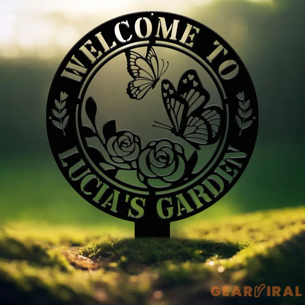 Custom Welcome To My Garden Metal Stake Personalized Butterfly Garden Name Sign Gardening Gifts Metal Yard Decor