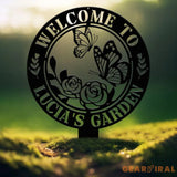 Custom Welcome To My Garden Metal Stake Personalized Butterfly Garden Name Sign Gardening Gifts Metal Yard Decor