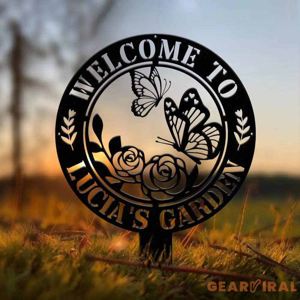 Custom Welcome To My Garden Metal Stake Personalized Butterfly Garden Name Sign Gardening Gifts Metal Yard Decor