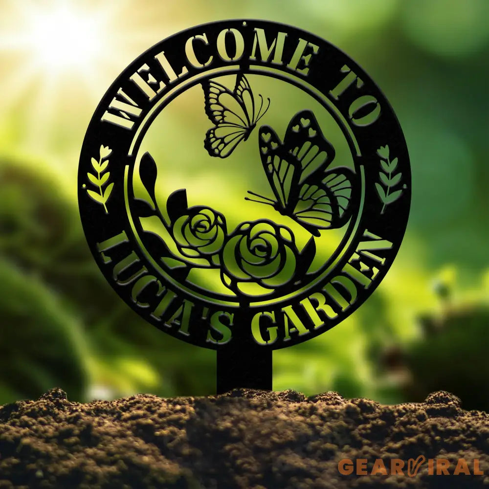 Custom Welcome To My Garden Metal Stake Personalized Butterfly Garden Name Sign Gardening Gifts Metal Yard Decor