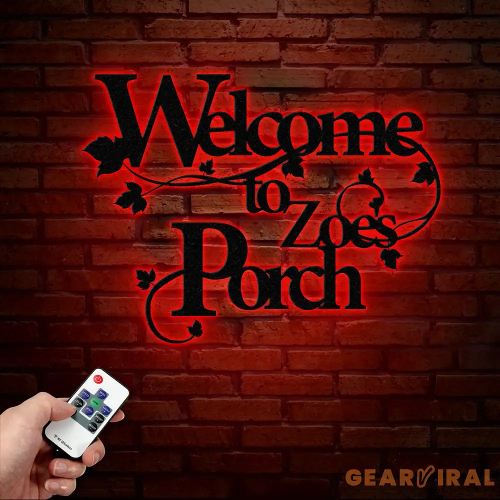 Custom Welcome to Our Porch Sign with Led Lights Personalized Porch Metal Sign Metal Welcome Sign Outdoor Patio Sign