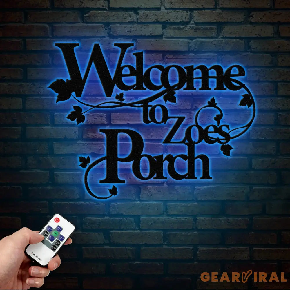 Custom Welcome to Our Porch Sign with Led Lights Personalized Porch Metal Sign Metal Welcome Sign Outdoor Patio Sign