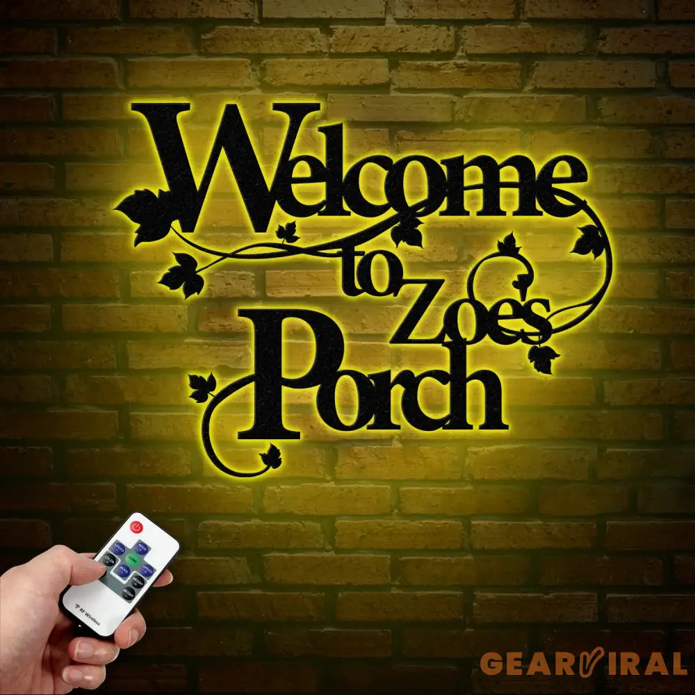 Custom Welcome to Our Porch Sign with Led Lights Personalized Porch Metal Sign Metal Welcome Sign Outdoor Patio Sign