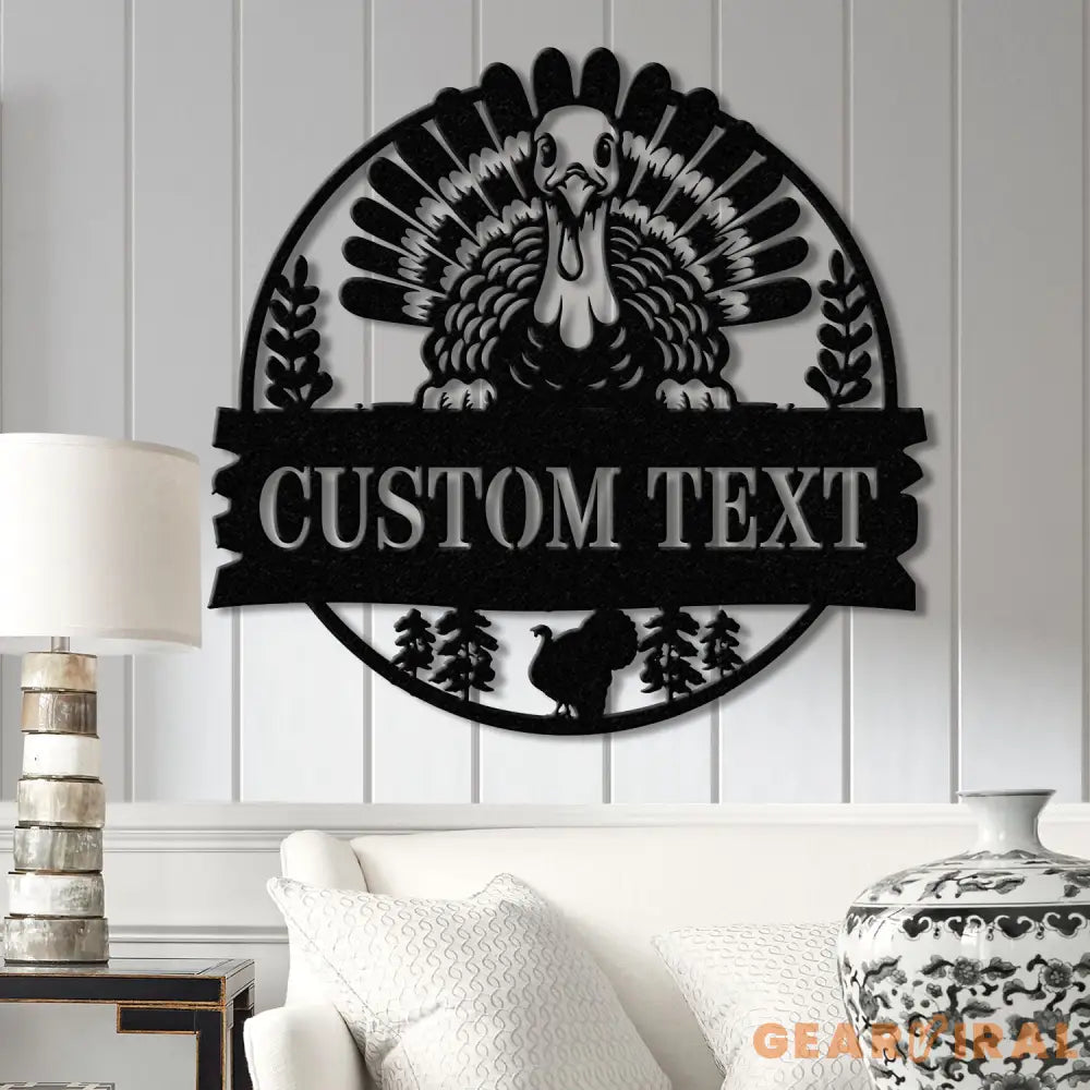 Custom Wild Turkey Farmhouse Metal Wall Art LED Light Personalized Turkey Farm Sign Decor Family Farm Name Sign