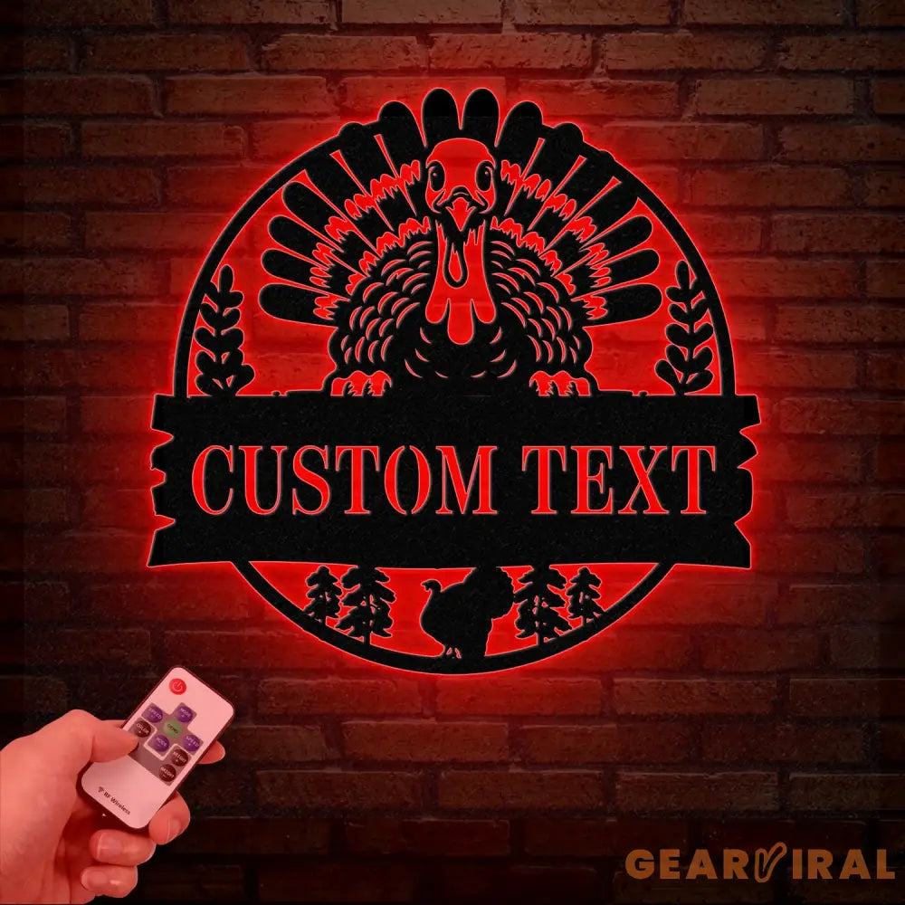 Custom Wild Turkey Farmhouse Metal Wall Art LED Light Personalized Turkey Farm Sign Decor Family Farm Name Sign