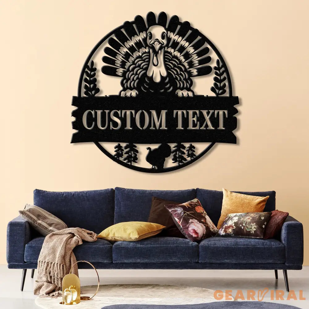 Custom Wild Turkey Farmhouse Metal Wall Art LED Light Personalized Turkey Farm Sign Decor Family Farm Name Sign