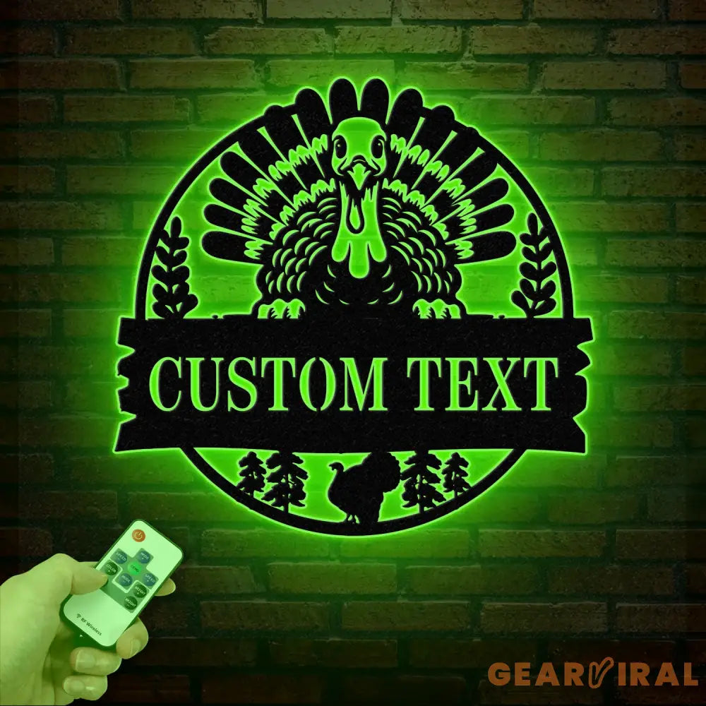 Custom Wild Turkey Farmhouse Metal Wall Art LED Light Personalized Turkey Farm Sign Decor Family Farm Name Sign