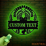 Custom Wild Turkey Farmhouse Metal Wall Art LED Light Personalized Turkey Farm Sign Decor Family Farm Name Sign