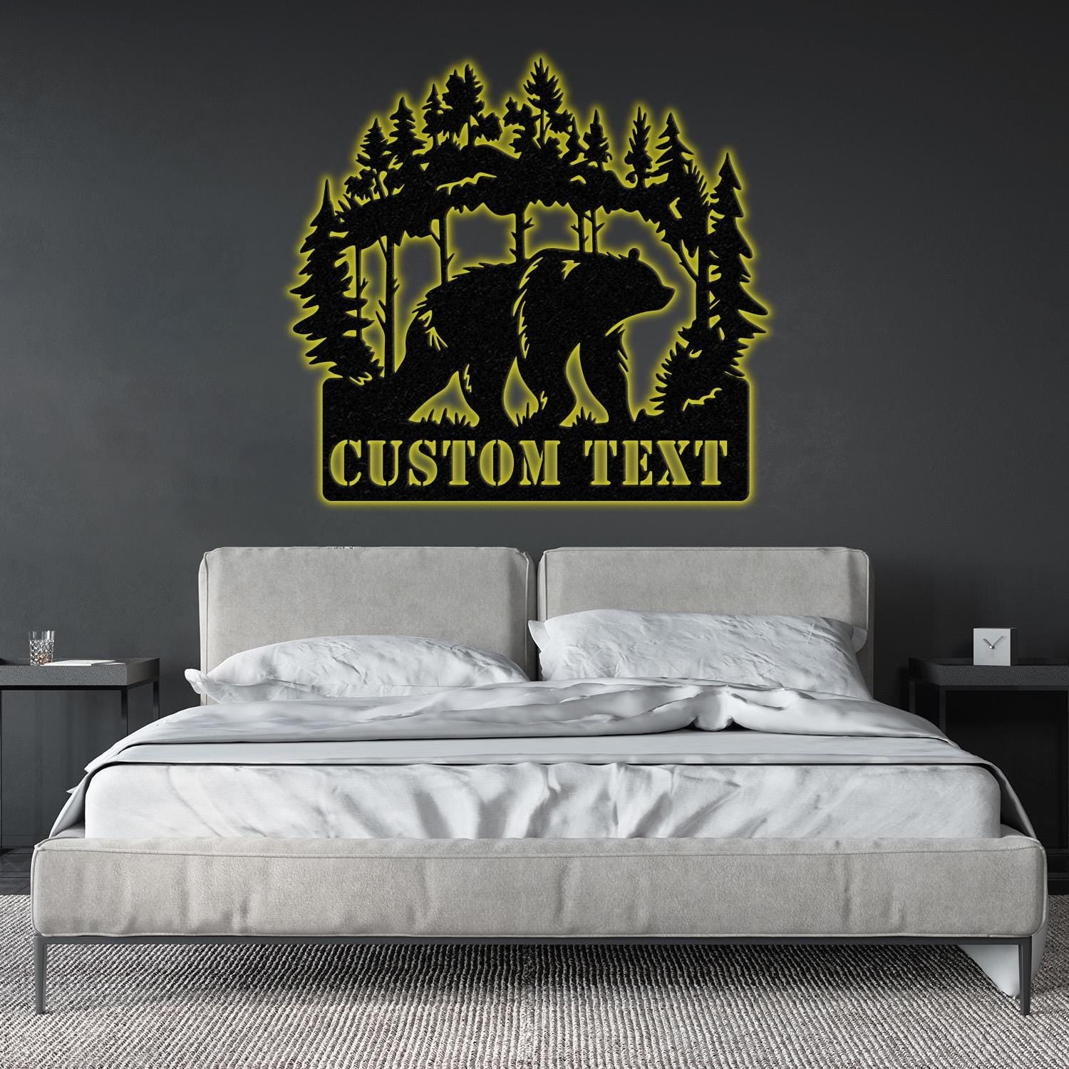 Custom Wilderness Bear Cabin Sign, Mountain Decor Personalized Metal Bear Sign, Cabin Decor, Outdoor Bear Decor, Rustic Cabin Bear Sign